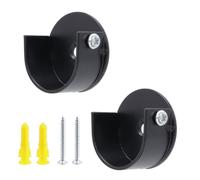 T Tulead Black Closet Rod End Supports U Shape Flange Socket Holders Aluminum Alloy Closet Pole Socket Brackets Pack of 2
