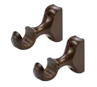 T Tulead Brown Wood Curtain Rod Bracket Finials 1.14" Inner Dia, 2PCS