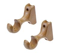 T Tulead Curtain Rod Bracket Wooden Rod Brackets Drapery Curtain Single Bracket Inner Dia: 29mm/1.14", Pack of 2 (Wood Color)
