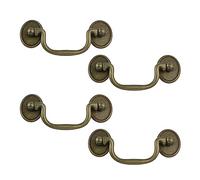 T Tulead Drop Bail Handle Pulls Small Drawer Pulls Handles Antique Bronze Cabinet Handles Zinc Alloy Furniture Door Pull 3.35” Hole Center, 4.52” Total Length, 4PCS with Screws