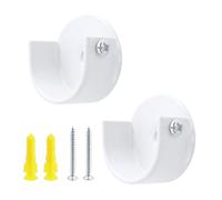 T Tulead White Closet Rod Bracket Aluminum Alloy U Shape Flange Socket Holders 1.1" ID Pole Socket Brackets 2PCS with Screws