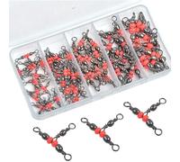 T Turn 3 Way Fishing Swivels Kit - 60pcs Cross-line Crane Swivel 3 Way Fishing Swivel Fishing Line Connectors Red Triple Barrel Swivels Tackle Equipment