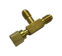 T Type Adapter Connector 1/4inch External Thread Accessories Brass Refrigeration Service for R134A R22 High Pressure Copper Fitting