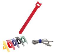T-Type Adhesive Fastener Tape, Multi-Purpose Adjustable Cable Organizer, Reusable Fastening Cable Ties with Hook and Loop, Magic Tape Tie for Organizing Wires and Data Cables(Red,50pcs)
