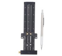 T Type Scribing Precision Sliding Measurement Tool with Steel Needle Double Line Marking Ruler for Woodworking Building Drawing Aluminum Alloy 7.5in (UK Standard)