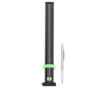 T Type Scribing Ruler, Aluminum Alloy T Square for Woodworking and Construction, Etched Metric Imperial Scale, Sliding Adjustable Head with Scribing Needle, 15 Inch Drafting Tool (Green)