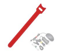 T-type Self Adhesive Hook and Loop Fastener Tapes Reusable Cable Organizer for Cords Multi-Purpose Wire Ties Cord Organizer for Organizing Home Tablet Laptop PC Electronics Wire Data Centers(Red,10pcs