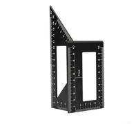 T Type Woodworking Measurement Tool, 45 90 Degree Gauge Rule Carpentry Scribe Mark Ruler, Aluminum Alloy Line Scriber(Black)