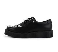 T.U.K Anarchic Creeper Mens & Womens Leather Shoes - Colour Black Leather White Interlace - Punk Rock Platform Goth Shoes - Brothel Creepers - Wedge Lace Up Shoes T2342 - Size UK M2-W3