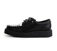 T.U.K Anarchic Creeper Mens & Womens Leather Shoes - Colour Black White Leather - Punk Rock Platform Goth Shoes - Brothel Creepers - Wedge Lace Up Shoes T2341 - Size UK M4-W5