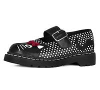 T.U.K. Anarchic Mary Jane Brogue - Premium Leather - Buckle with Contrasting Stitch Details - Women's Brogue Shoes - Color Black & White Dotty - Size UK4
