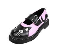 T.U.K. Anarchic Mary Jane Brogue - Premium Leather - Buckle with Contrasting Stitch Details - Women's Brogue Shoes - Color Pink Leather - Size UK9