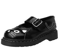 T.U.K. Anarchic Mary Jane Kitty - Premium Leather - Buckle with Contrasting Stitch Details - Women's Brogue Shoes - Color Black - Size UK4