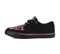T.U.K. Creeper Sneaker Black Canvas & Pink Leopard Print