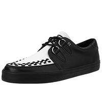 T.U.K. Leather Creeper Sneaker - Men and Womens Sneaker - Colour Black & White Leather - Punk Goth and Rocker Style Leather and Suede Lace Up Shoes - UK Size Men 8 / Women 9