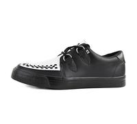 T.U.K. Leather Creeper Sneaker - Men and Womens Sneaker - Colour Black & White Leather - Punk Goth and Rocker Style Leather and Suede Lace Up Shoes - UK Size Men 12 / Women 13