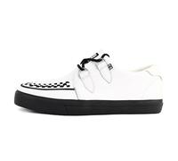 T.U.K. Leather Creeper Sneaker - Men and Womens Sneaker - Colour White Leather - Punk Goth and Rocker Style Leather and Suede Lace Up Shoes - UK Size Men 12 / Women 13