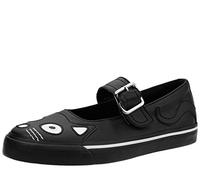T.U.K. Mary Jane Kitty Sneaker - Vegan Leather - Kitty Character - Buckle Strap - Women's Mary Jane Shoe - Colour Black - Size UK 5