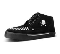 T.U.K. Mid Top Creeper Sneaker - Mens & Womens Shoes - Colour Suede Black White - Punk, Goth and Rocker Style Leather and Lace Up Shoes - UK Size Men 4 / Women 5