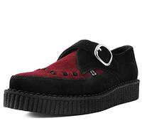 T.U.K. Pointed Creeper Monk Buckle - Men's and Women's Shoes - Colour Black & Burgundy Suede - Size UK Men 5 / UK Women 6