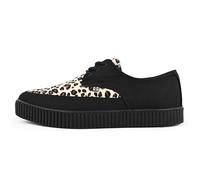 T.U.K. Pointed Creeper Sneakers - Men's and Women's Shoes - Colour Black Canvas and Leopard Print - Punk Goth and Rocker Style Canvas Print and Suede Lace Up Shoes - UK Size Men 9 / Women 10