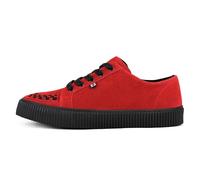 T.U.K. Ribbed Sole Creeper Sneaker - Mens and Womens Fashion Trainers - Skate, Punk, Rock and Goth Shoes in Leather, Suede and Canvas - Colour Red - Size UK M10 / W11