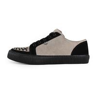 T.U.K. Ribbed Sole Creeper Sneaker - Mens and Womens Fashion Trainers - Skate, Punk, Rock and Goth Shoes in Leather, Suede and Canvas - Colour Taupe Black - Size UK M8 / W9