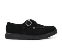 T.U.K. Shoes Unisex Pointed Creeper Black Suede Monk Buckle Platform - A8139 - Size EU 43