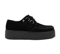 T.U.K. Shoes Unisex Viva High Creeper Black Suede Platform Lace-Up Goth - AV6802 - Size EU 38