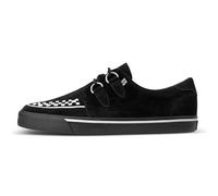T.U.K. Suede Creeper Sneaker - Men and Womens Sneaker - Colour Black Suede & White Interlace - Punk Goth and Rocker Style Leather and Suede Lace Up Shoes - UK Size Men 12 / Women 13