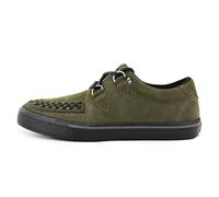 T.U.K. Suede Creeper Sneaker - Men and Womens Sneaker - Colour Khaki Green Suede - Punk Goth and Rocker Style Leather and Suede Lace Up Shoes - UK Size Men 10 / Women 11