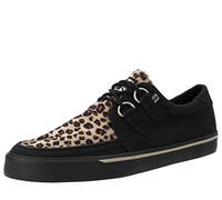 T.U.K. Vegan Creeper Sneaker - Mens and Womens Sneakers - Colour Black Canvas & Leopard Print - Punk, Goth and Rocker Style Leather and Lace Up Shoes - UK Size Men 10 / Women 11