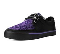 T.U.K. Vegan Creeper Sneaker - Mens and Womens Sneakers - Colour Black Canvas & Purple Leopard Print - Punk, Goth and Rocker Style Leather and Lace Up Shoes - UK Size Men 2 / Women 3