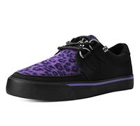T.U.K. Vegan Creeper Sneaker - Mens and Womens Sneakers - Colour Black Canvas & Purple Leopard Print - Punk, Goth and Rocker Style Leather and Lace Up Shoes - UK Size Men 5 / Women 6