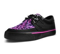 T.U.K. Vegan Creeper Sneaker - Mens and Womens Sneakers - Colour Black Canvas & Pink Leopard Print - Punk, Goth and Rocker Style Leather and Lace Up Shoes - UK Size Men 5 / Women 6