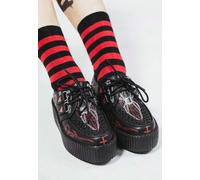 T.U.K. x Eliza Sidney - Viva High Sole Black Skull Print - Girl Shoes - black - EU 36 - Leather/Textile/Rubber,Fake Leather EU 36