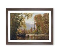 T.W. Whittredge Autumn on the Delaware Classic Painting Framed Wall Art Print, Ready to Hang Picture for Living Room Bedroom Home Office Décor, Walnut A2 (64 x 46 cm)