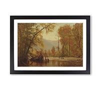 T.W. Whittredge Autumn on The Delaware Framed Print | A2 Black Framed Wall Art | Ready to Hang | Modern Landscape Picture | Living Room Bedroom Lounge Office