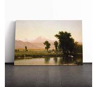 T.W. Whittredge Crossing The River Platte Canvas Print | Gallery Wrapped 30mm Frame Wall Art | 20x14 inches | Ready to Hang | Modern Landscape Picture | Living Room Bedroom Lounge Office