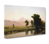 T.W. Whittredge Crossing the River Platte Canvas Print | Gallery Wrapped 30mm Frame Wall Art | 30x20 inches | Ready to Hang | Classic Landscape Picture | Living Room Bedroom Lounge Office