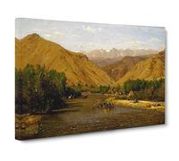 T.W. Whittredge Indian Encampment Classic Painting Canvas Wall Art Print Ready to Hang, Framed Picture for Living Room Bedroom Home Office Décor, 24x16 Inch (60x40 cm)