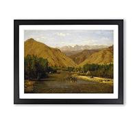 T.W. Whittredge Indian Encampment Classic Painting Framed Print | A2 Black Framed Wall Art | Ready to Hang | Classic Historical Picture | Living Room Bedroom Lounge Office