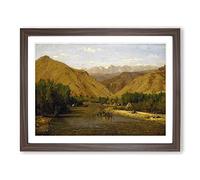 T.W. Whittredge Indian Encampment Classic Painting Framed Print | A3 Walnut Framed Wall Art | Ready to Hang | Classic Historical Picture | Living Room Bedroom Lounge Office