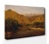 T.W. Whittredge Indian Encamptment Canvas Print | Gallery Wrapped 30mm Frame Wall Art | 30x20 inches | Ready to Hang | Modern Picture | Living Room Bedroom Lounge Office