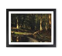 T.W. Whittredge The Brook in the Woods Classic Painting Framed Print | A4 Black Framed Wall Art | Ready to Hang | Classic Landscape Picture | Living Room Bedroom Lounge Office