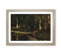 T.W. Whittredge The Brook in The Woods Framed Print | A2 Oak Framed Wall Art | Ready to Hang | Modern Landscape Picture | Living Room Bedroom Lounge Office