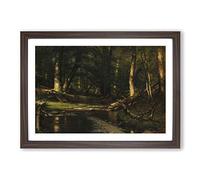T.W. Whittredge The Brook in The Woods Framed Print | A2 Walnut Framed Wall Art | Ready to Hang | Modern Landscape Picture | Living Room Bedroom Lounge Office