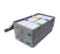 T WaveTree Cassette Tape Storage Box Pack of 2, Practical Cassette Tape Holder 16.34 x 9.25 x 3.54 Inch, Cassette Rack with Lids and Index Labels to store to 96 Cassette Cases - Gray