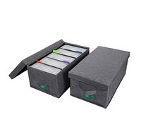T WaveTree DVD Storage Box Pack of 2, Practical Movie Organizers15.75 x 8.46 x 6.3 Inch, DVD Rack with Lids and Index Labels to Hold up to 50 DVD Cases - Gray