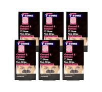 T-Zone 6 x 12 Multipack of Pack Charcoal & Bamboo Purifying Nose Pore Strips, Specially Formulated to Unclog Pores & Remove Impurities For Brighter, Clearer Skin